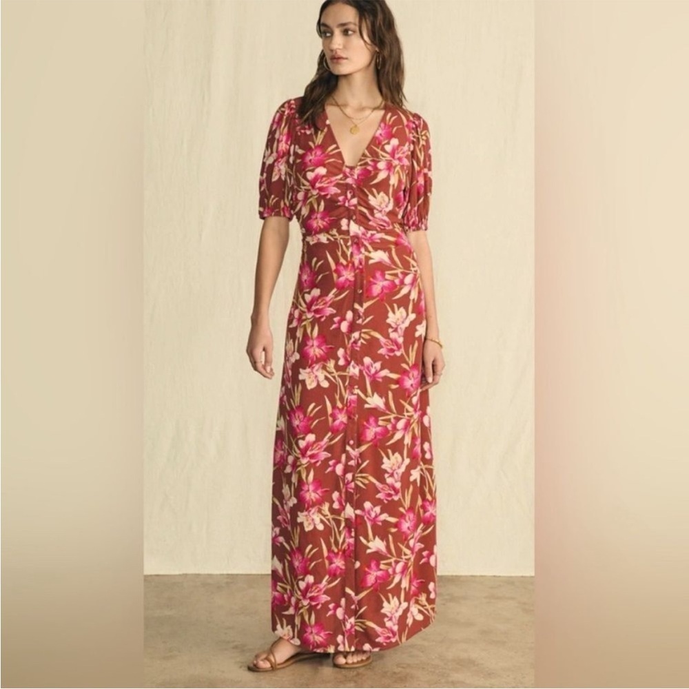 Faherty Sorrento Print Maxi Dress Majorca Floral size S boho chic coastal flowy